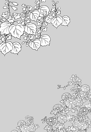 طراحی خط ژاپنی مواد گیاهی -6 وکتور گل (به
