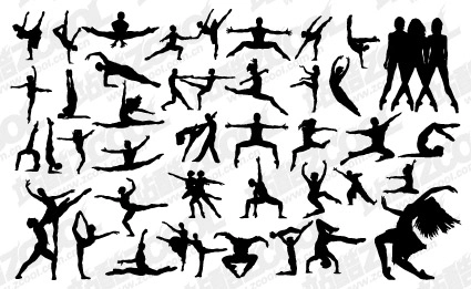 وکتور People Silhouette Variety Of Dance Material