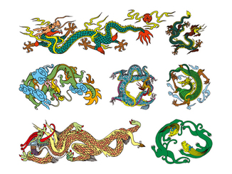 گرافیک وکتور اژدهای کلاسیک چینی 10
