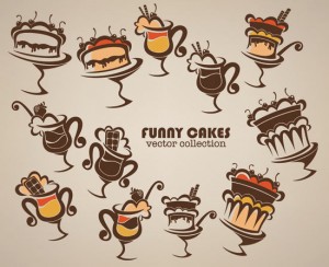 مجموعه وکتور کیک های خنده دار