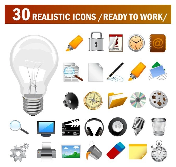 30 آیکون وکتور واقعی