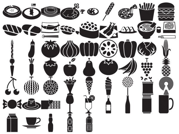 عناصر از انواع silhouettes وکتور مواد - غذا