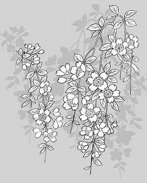 نقاشی خط ژاپنی از وکتور گل های گیاهی -43 (