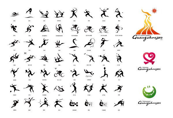 آیکون‌های ورزشی بازی‌های آسیایی ۲۰۱۰ نمادهای برداری، و دو ماده