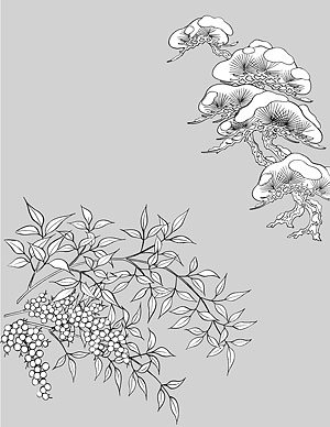 رسم خط ژاپنی از وکتور گلهای گیاهی -46 (