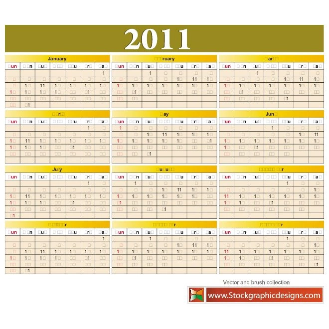 سال 2011 وکتور رایگان CALENDAR.eps