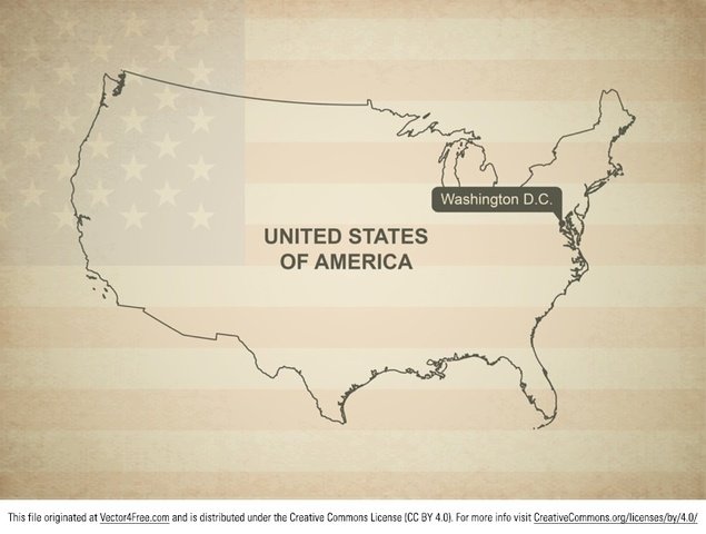 وکتور نقشه ایالات متحده آمریکا - پرچم در پس زمینه