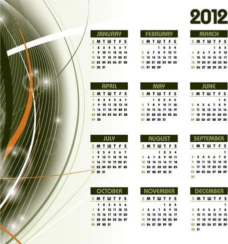 عناصر برداری تقویم 2012 01