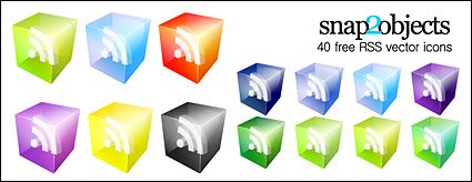 نمادهای برداری RSS سه بعدی مشترک شدن در مطالب