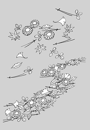 رسم خط ژاپنی وکتور گلهای گیاهی -14 (