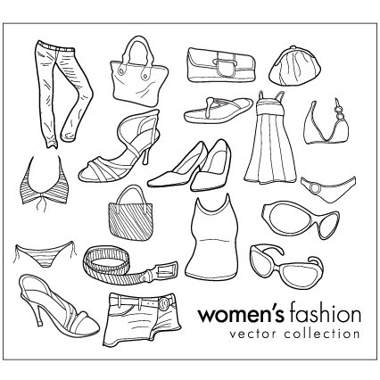 اشیاء وکتور طراحی خط برای پوشیدن زنان
