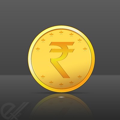 وکتور سکه طلا با نماد روپیه هند