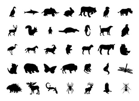 مجموعه وکتور رایگان: 35 شبح حیوانات و حشرات