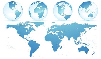 مواد برداری نقشه جهان زمین آبی کریستالی