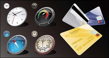فرمت eps، از جمله پیش نمایش jpg، کلمه کلیدی: نماد برداری، ساعت، سرعت سنج، قطب نما، کارت های اعتباری، کارت های بانکی، کارت های ATM، مواد برداری
